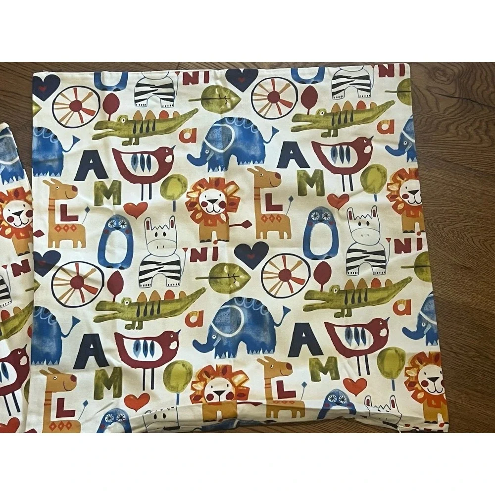 Safari Animal Alphabet Cotton Throw Cushion Cover Nursery Decor 18x18 MultiColor
